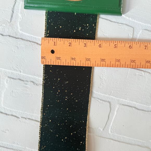 Christmas Holiday Card Holder Green Wooden Topper Gold Ornament Sparkle Ribbon - Picture 7 of 7